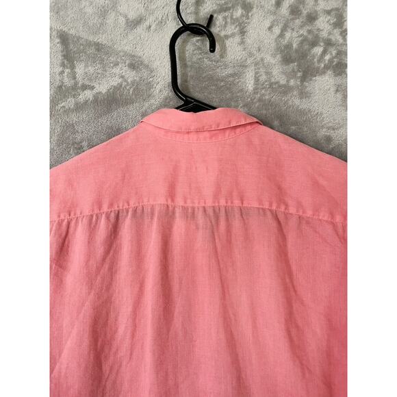 J Jill Love Linen Blouse Shirt Coral Womens Sz Medium Long Sleeve Classic - Picture 10 of 10